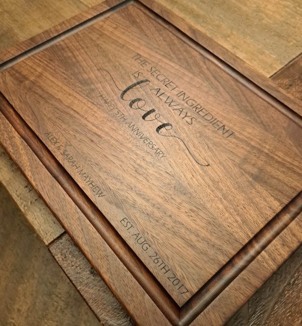 Cutting Board Personalized Custom Engraving | Laser Engraved Cutting Boards | Corporate Gifts | Bergeron Woodgrains