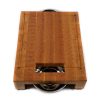 Raised Cherry hardwood end grain cutting board prep station with built-in waste cutout and 2 stainless steel bowls on a track beneath.