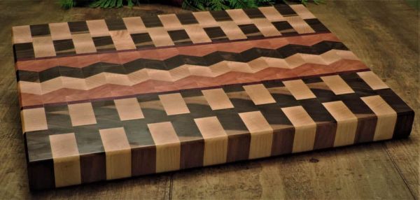 Chevron Basket Weave End Grain Cutting Board | High Quality End Grain cutting board | Reversible Cutting Board | Non Slip Chopping Board | Thick Butcher Block | Carving Board | Bergeron Woodgrains