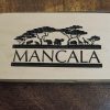 Mancala Board game with vcarved routered black lettering. Made in Canada by Bergeron Woodgrains