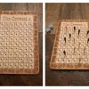 Handcrafted wooden board game featuring a Dice Connect 4 with storage box for accessories. Scorecards with pegs and dice displayed. Made by Bergeron Woodgrains.