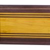 Purple Heart and Osage Orange edge grain cutting board with purple heart and osage orange accent strips showcasing juice groove. Made in Canada by Bergeron Woodgrains