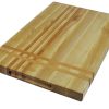 Maple edge grain cutting board with cherry stripes along the long and short edge. Showcasing handles. Canadian made by Bergeron Woodgrains