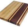 Maple and walnut striped edge grain cutting board with handles. Canadian made by Bergeron Woodgrains