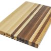 Maple and walnut striped edge grain cutting board with handles. Canadian made by Bergeron Woodgrains