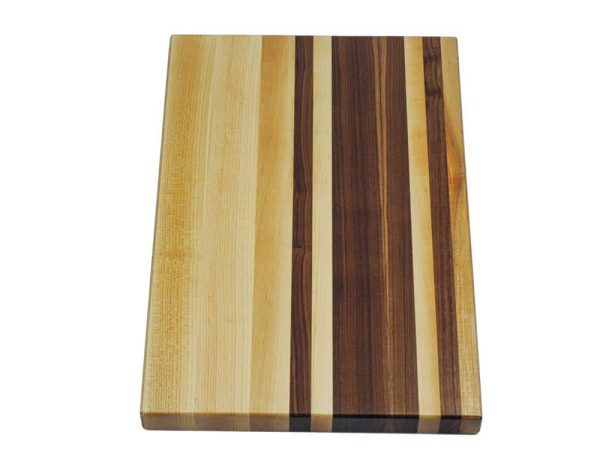 Maple and walnut striped edge grain cutting board. Canadian made by Bergeron Woodgrains