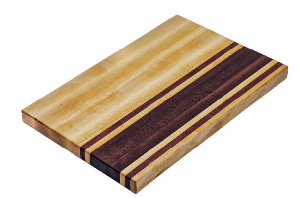 Maple and walnut striped edge grain cutting board. Canadian made by Bergeron Woodgrains