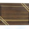 Walnut edge grain cutting board with two Maple accent strips along 2 opposing corners featuring a juice groove. Made in Canada by Bergeron Woodgrains