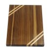 Walnut edge grain cutting board with two Maple accent strips along 2 opposing corners. Made in Canada by Bergeron Woodgrains