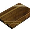 Walnut edge grain cutting board with two Maple accent strips along 2 opposing corners. Made in Canada by Bergeron Woodgrains