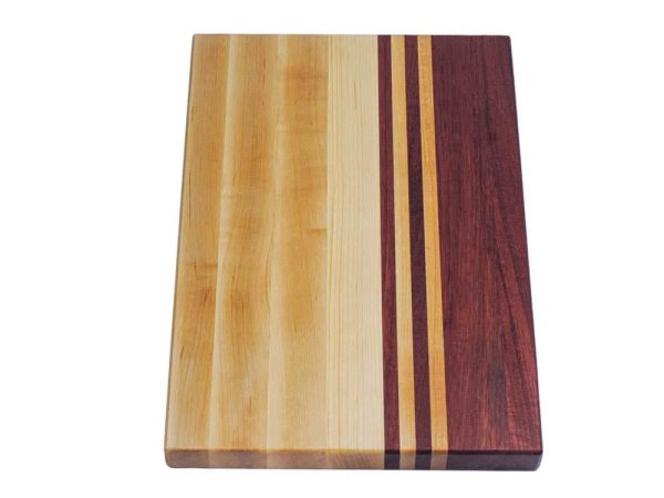 Maple and purple heart edge grain cutting board. Canadian made by Bergeron Woodgrains