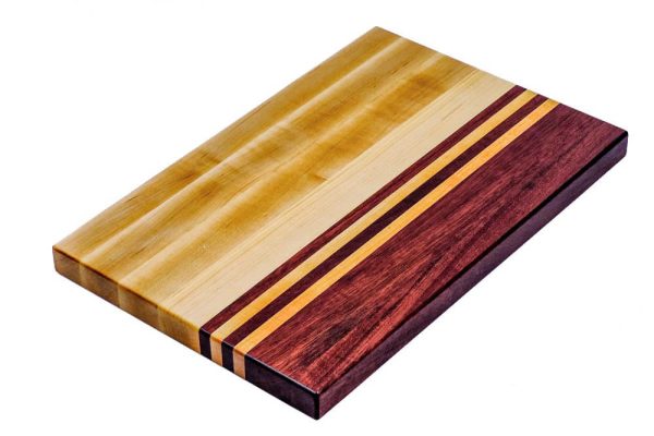 Maple and purple heart edge grain cutting board. Canadian made by Bergeron Woodgrains