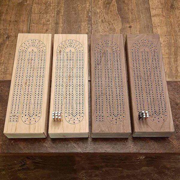 Walnut and Cherry Wood Cribbage Board | Custom Engraved | Peg Storage | Card Storage | Cribbage Score Keeper | Bergeron Woodgrains