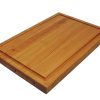 Cherry edge grain cutting board with juice groove and handles. Made in Canada by Bergeron Woodgrains