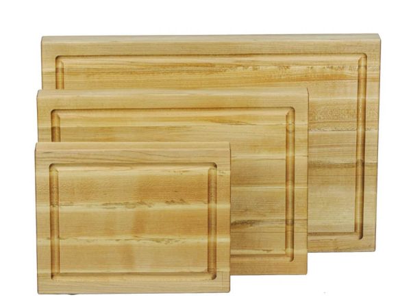 Triple set of Maple edge grain cutting boards with juice grooves. Made in Canada by Bergeron Woodgrains