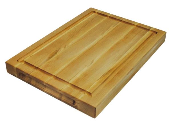 Maple edge grain cutting board with juice groove and handles. Made in Canada by Bergeron Woodgrains