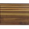 Walnut edge grain cutting board with 4 cherry stripes, featuring a juice groove along the top of the board. Canadian made by Bergeron Woodgrains