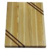 Maple edge grain cutting board with two walnut accent strips along 2 opposing corners. Made in Canada by Bergeron Woodgrains