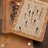 Handcrafted wooden board game featuring a Dice Connect 4 scorecard with storage box for game accessories. Game scorecard, Pegs and magnetic peg closure are featured. Made by Bergeron Woodgrains.