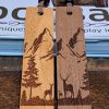 Wood Bookmarks with lather beaded tassle engraved with mountain - wildlife nature scene