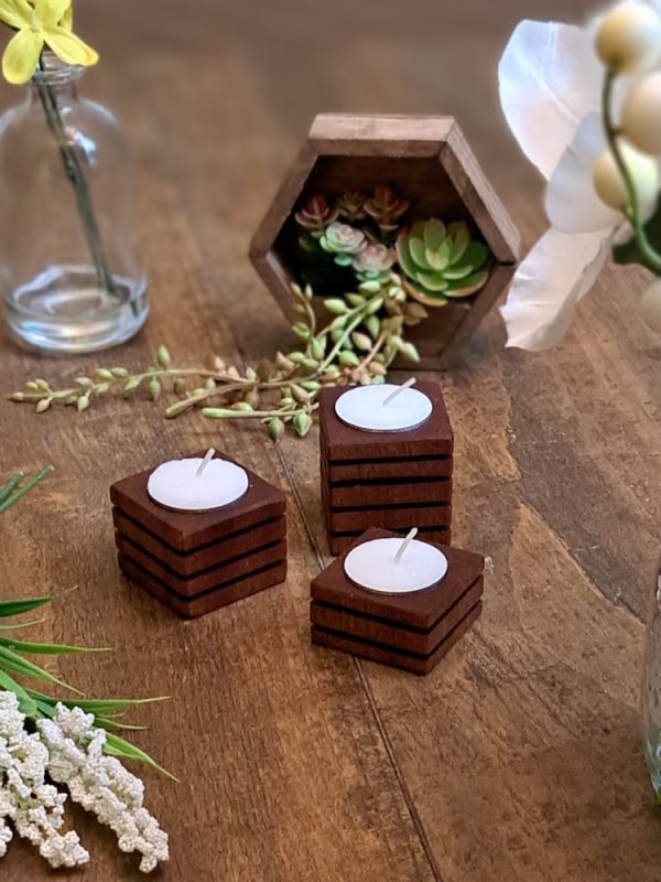 Stepped Tea Light Candle Holder Bergeron Woodgrains