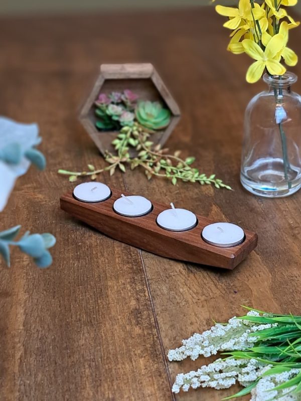 Tapered Tea Light Candle Holder Walnut Bergeron Woodgrains